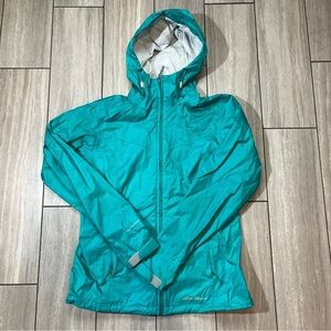 Eddie Bauer Jacket Womens Small Green Full Zip Logo Lined Windbreaker Coat XS